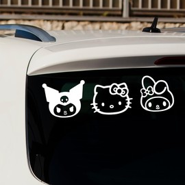 Vinyl Art Decal Decor ''Sanrio Head Friends Pack of 3'' - 4'' X 15''-Used for Room Decor, Car, Laptop, Notebooks, and Water Bottle (White)