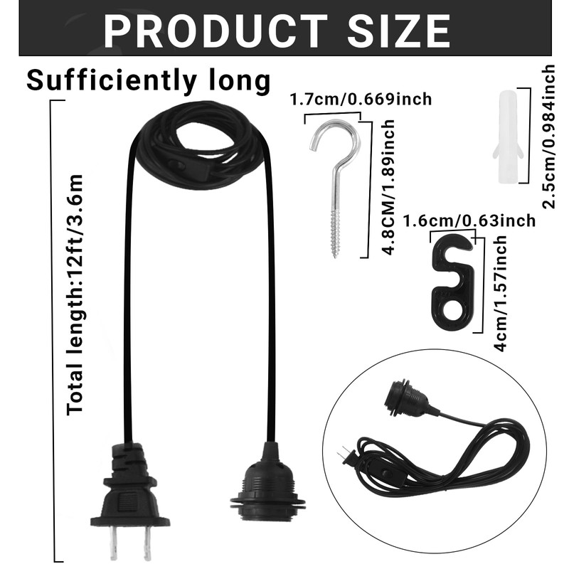 CONEHOY 7 Pcs Plug in Hanging Light Kit with On/Off