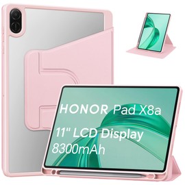 YRH for Honor Pad X8a Case 11 inch 2024, 360 Degree Rotating Stand Protective Cover Case for Honor Pad x8a tablet 11'' (Pink)