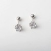 Sterling Silver Solitaire Simulated Diamond CZ Earrings Studs 5MM Screw