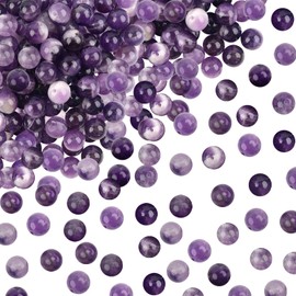 TOAOB 100 Pieces 6 mm Natural Gemstone Beads Amethyst Crystals Round Loose Beads with Hole for Jewellery Crafts Threading DIY Bracelet Necklaces Jewellery Making