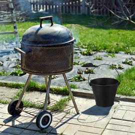 Happyyami Grill Fat Bucket Dripper Bucket Black Ash Bucket Barbecue Bucket Fireplace Bucket Pellet Charcoal Bucket for Fireplaces Stoves for Grill Smoker BBQ Accessories