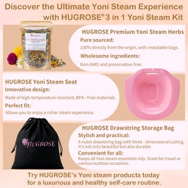 3 in 1 Yoni Steamer for Women - Yoni Steam Kit with Herbal Blend from 11 Exquisite Herbs, Yoni Steam Seat and Nylon Drawstring Bag for Sitz Bath, Home Self-Cleansing, Travel and Outdoor Relaxation