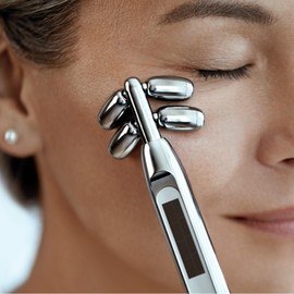 Relumins Beauty Tool, Facial Lifting Toning Contour Enhancer Improves Absorption Aluminum Massager Device Face Roller - Silver