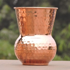 Hammered Copper Tumbler, LACQUERED-FREE, UNLINED and UNCOATED - 400 Ml, For Ayurveda Health Benefits (Traditional - 400 Ml)