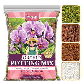 Legigo 2 QT Orchid Potting Mix- Natural Orchid Soil Mix for Repotting with Moss, Pine Bark, Coco Peat and Perlite, Enhanced Drainage Orchid Bark Potting Mix Repotting Kit for Indoor Plant Growth