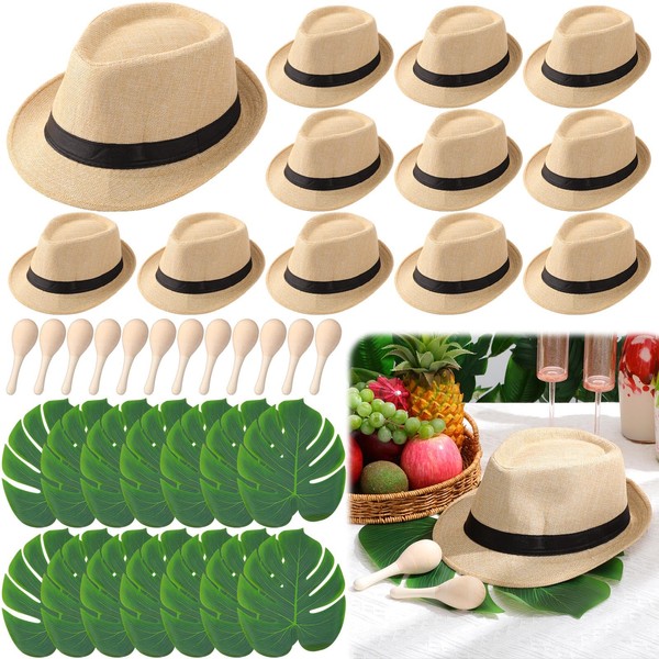 Chicingyou 36 Pcs Havana Night Party Centerpieces 12 Straw Hats