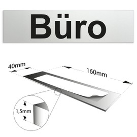Kinekt3d Leitsysteme Sign, door sign, 160 x 40 x 1.5 mm, anodised aluminium, surface in polished stainless steel look, 100% made in Germany (office)