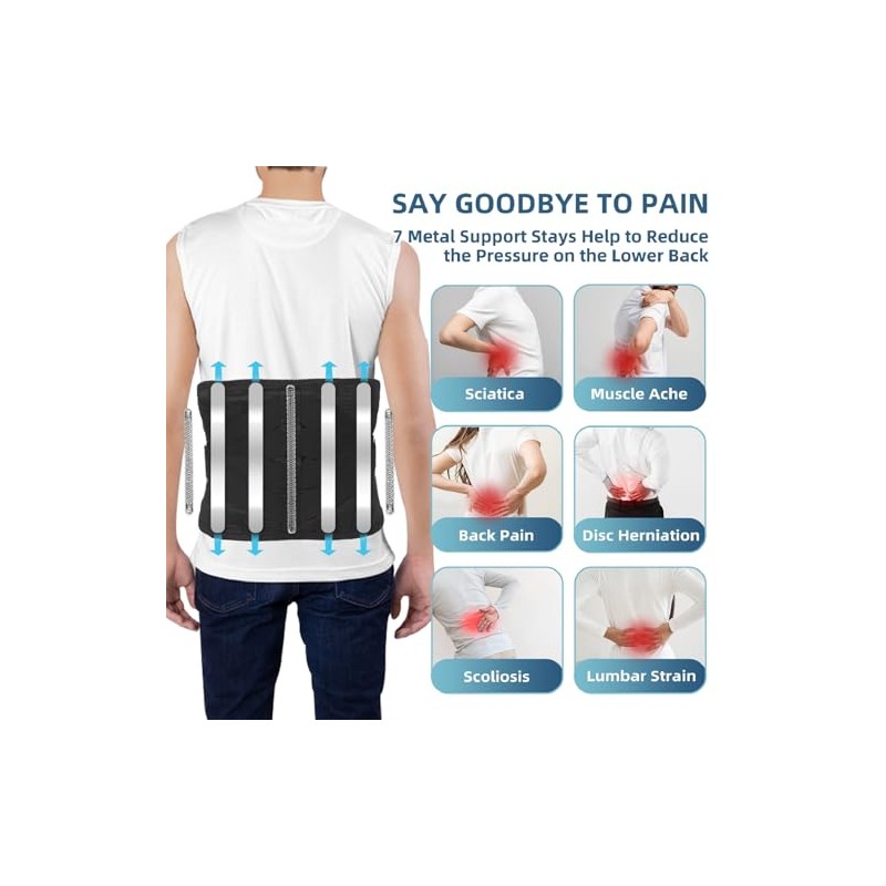 HONGJING Massage Back Brace, Red Light Heating for Lower Back
