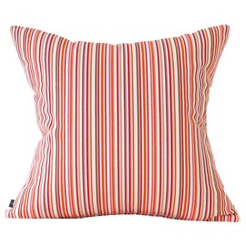 Quarter Report Grosgrain Woven Yarn Dyed Cushion Cover Branch Red Approx. 17.7 x 17.7 inches (45 x 45 cm) Thin Stripe Zipper Closure [Made in Japan]