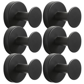 Heavy Duty Suction Cup Hooks, Stainless Steel Bathroom Hooks, Self-Priming Towel Hooks for Bathroom, Kitchen and Walls (6, Black)