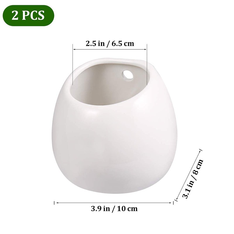 WINOMO 2 pieces ceramic wall flower pots, hanging planter, flower