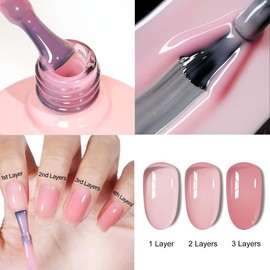 Jelly Nail Polish - Translucent Pink Nail Varnish - Nude Pink Nail Polish Quick Dry - Pale Pink Nail Varnish - Neutral Color Long Lasting Nail polish - French Manicure Nail Varnish,No Need Baking
