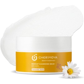 CHERIMOYA Bálsamo Desmaquillante Limpiador Hidratante 50ML Incluye Espátula Elimina Maquillaje Waterproof y de Larga Duración, Limpieza Profunda sin Residuos Grasos, Suave para Ojos y Labios-Manzanilla