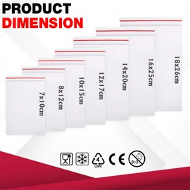 Large Ziplock Bags Resealable Clear Plastic Bags Self Seal Plastic Wallets Food Bags Storage Bags Large Freezer Bags Polythene Pouches by Anilia-B (16x25cm)