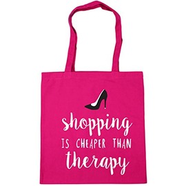 Hippowarehouse Shopping is cheaper than therapy Tote Shopping Gym Beach Bag 42cm x38cm, 10 litres