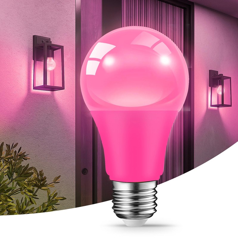 JAHEKS LED Pink Light Bulbs for Outdoor Indoor, 9W(60W Equivalent)