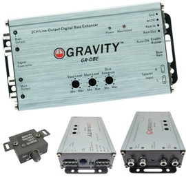 Gravity GR-DBE 2-Channel Premium Line-Out Converter with Digital Bass Enchancer with Knob/Dual Amplifier / 9.5 Volt Pre-Amp Outs/Level Matching Controls