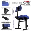 3-Padded PNB B-REST BLU Piano Bench Heavy-Duty Musician Chair Height