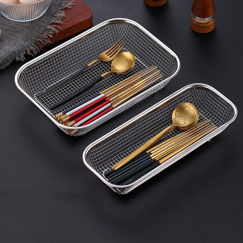 Luxshiny Stainless Steel Multi-Function Mesh Fruit Basket Strainer 14.56X10.55X2.95 Inch