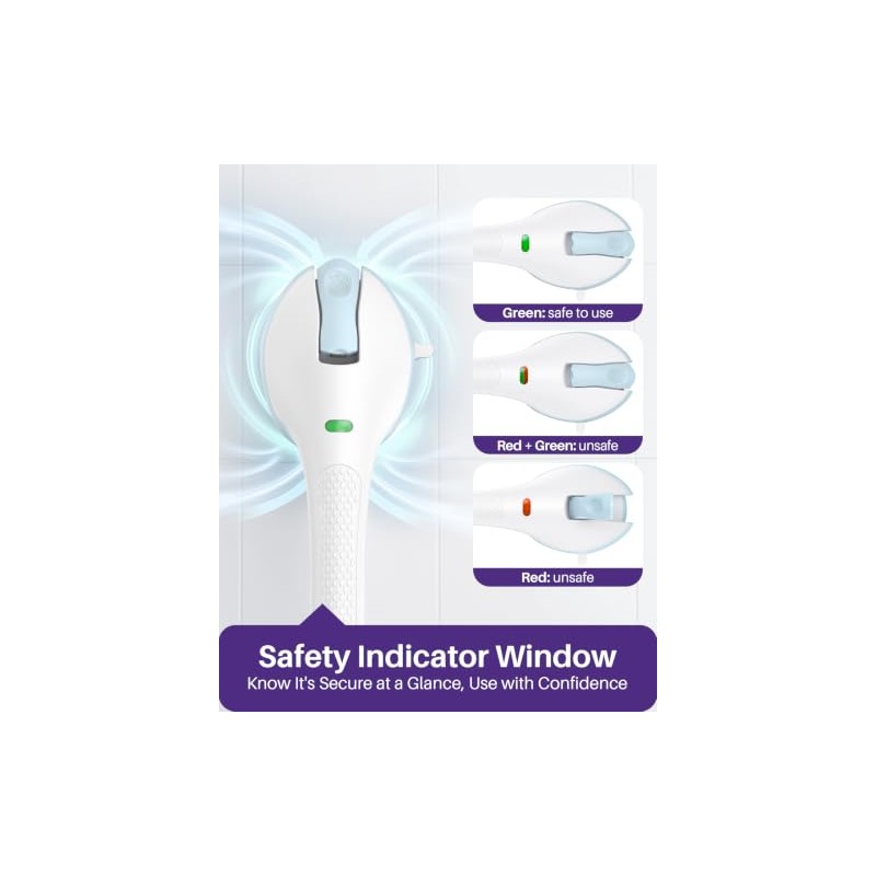 KEKOY Suction Grab Rails for Bathroom, Safety Indicator, 17.5 Inches