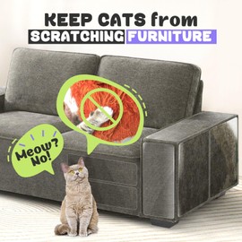 JINVOGREEN Large Cat Scratch Furniture Protector, 18 Pcs Clear Anti Cat Scratch Protector, Self-Adhesive Furniture Cat Scratch Protector, 17in