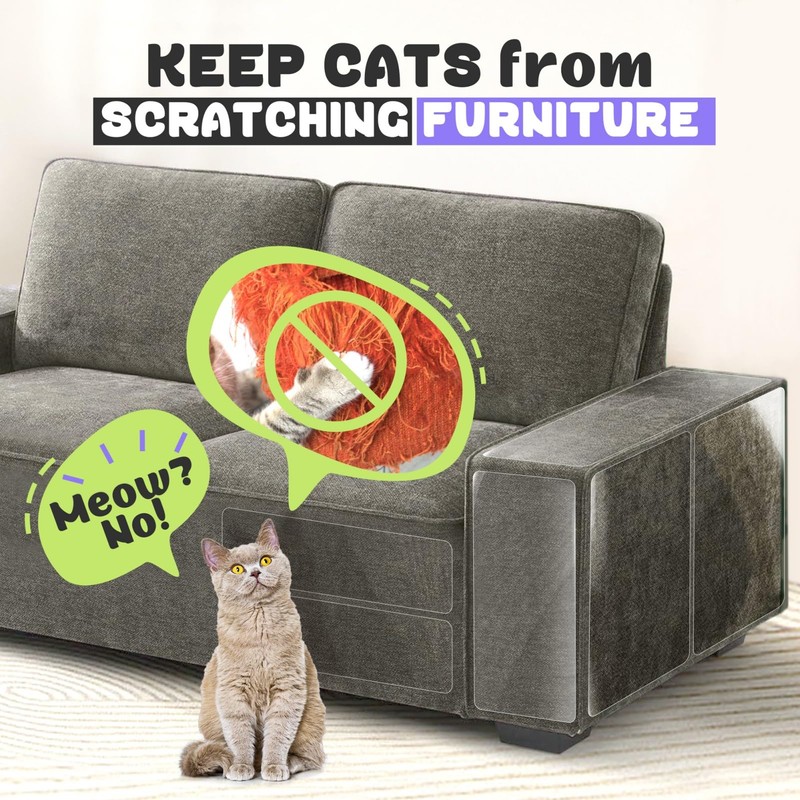 JINVOGREEN Large Cat Scratch Furniture Protector, 18 Pcs Clear Anti