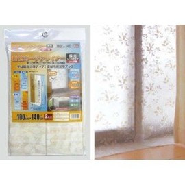 MEIWA Thermal Insulated Curtain Liner (Light Filtering Lace Leaf Pattern), 39.4 x 88.6 inches (100 x 225 cm), Set of 2, Beige
