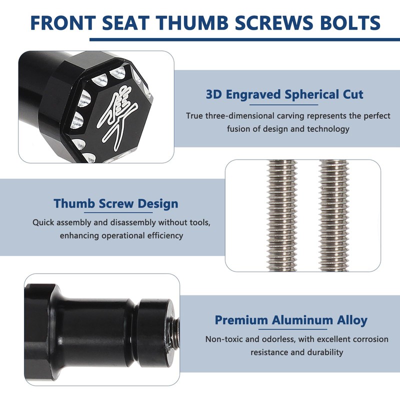 GIDIBII Front Seat Thumb Screws Bolts, Mount Screw Cap Compatible