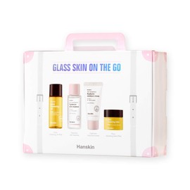 Hanskin Glass Skin On The Go Set, Essential Travel Skincare Set for Glowing Skin on the Plane, Cleansing Oil Skin Essence and Moisturizer [Set of 4 / 30 ml each]