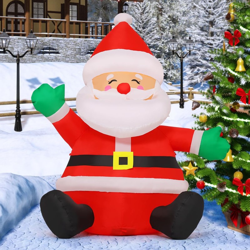 GOOSH 5 FT Christmas Inflatables Santa Claus Outdoor Decorations Blow