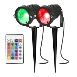 AHSELLUS Low Voltage Landscape Lights Color Changing RGB 5W 12V LED Landscape Lighting Outdoor Waterproof Spotlight Remote Control for Garden Pathway Christmas Decorative Light