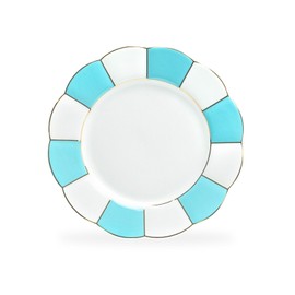 Grace's Teaware Grace Teaware 8" Turquoise Gold Scallop Fine Porcelain Dessert Plate Set of 4