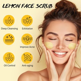 POP MODERN.C Exfoliante Facial De Limón Con Ácido Glicólico. Microdermoabrasión. Exfoliante Aha Para Mujeres Y Hombres. Seguro, Vegano. Mejora El Acné Y Los Puntos Negros. Suave, Calmante Y Sin