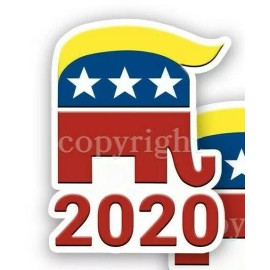Trump 2020 Bumper Stickers Republican Elephant on 2020 Decals  4" wide 2 pack