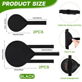 WinnerWhy 4 Pack Fishing Bait Cover Lure Wrap Fishing Lure Cover Two Sizes Bait Gloves Durable Lure Guard to Children Fishermen for Fishing Rod(Black)