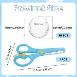 Pack of 30 Buttons Badges Make Yourself, Transparent Acrylic Button Badge with Children Safety Scissors, Acrylic Button Pin Round Badge, Clear Button Pin Badge Kit for Crafts Supplies