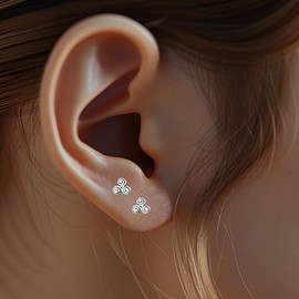 Celtic Trinity Triskele Spiral .925 Sterling Silver Very Very Tiny Stud Earrings, St. Patrick's Day Jewelry