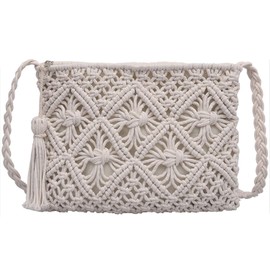 EVEOUT Clutch for Women Straw Handbag Vintage Handwoven Bag Summer Beach Bag, beige, vintage