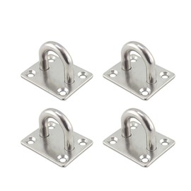 Pad Eye Plate Square 4pcs Square Eye Plate Square Pad Eye Stainless Steel Loop Hook Ceiling Mount Hook Screwless TEENGSE 304 Stainless Steel Corrosion Resistant for Wooden Door, Cupboard, Light, Shade