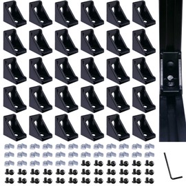 QIJINTRID 30 Sets 2020 Aluminum Extrusion Black Connectors,30pcs 2020 Series Corner Brackets,with 60pcs Sliding T Nuts and Screws, for Aluminum Extrusion Profile Slot 6mm