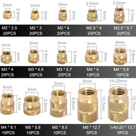 Xiatiaosann 250 Pcs Insert Nuts Threaded Knurled Brass Nuts M2 M3 M2.5 M4 M5 M6 Female Thread Nuts Embedded Nuts for 3D Printer Parts - Plastic Parts by Heat
