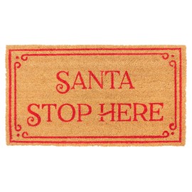 New KAF Home Holiday Coir Doormat with Heavy-Duty, Weather Resistant, Non-Slip PVC Backing | 17 by 30 Inches, 0.6 Inch Pile Height | Perfect for Indoor and Outdoor Use (Santa Stop Here)