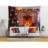BELECO Christmas Tapestry Wall Hanging Christmas Fireplace Candles Shiny Stars