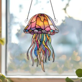 Jellyfish Ornament Acrylic Window Hanging, Gift for Sea Animal Lovers, Home Wall Room Hanging Decor, Christmas Decorations