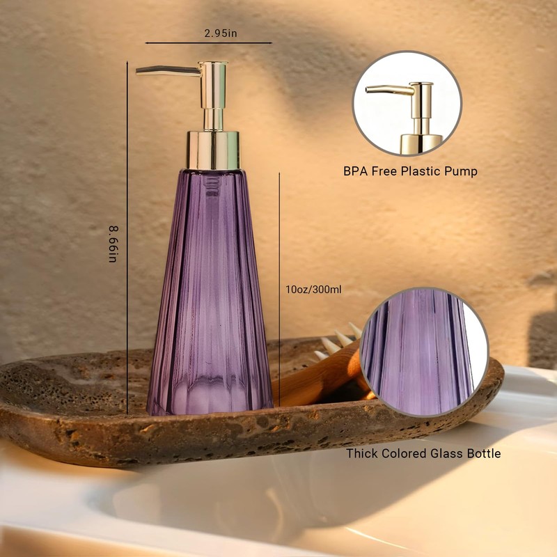 Glass Soap Dispenser, Countertop Soap Dispenser for Bathroom & Kitchen