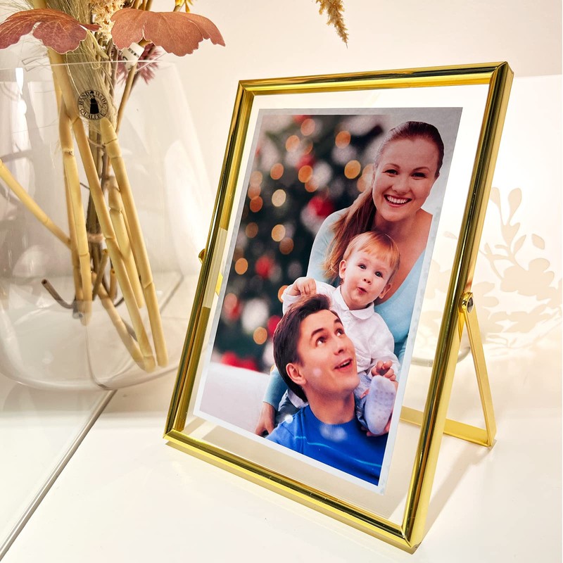 AhaGo Gold Floating Frame (5"x7", Vertical), For Picture 4x6, 3x5,