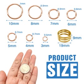 TOAOB 2300pcs Rose Gold Tone Open Jump Rings Jewellery Findings Jewelry Connector Rings 3mm to 10mm with Opener Tool for Jewelry Making