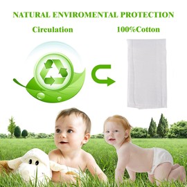 Prefold Cloth Diapers - Premium Cotton, Fasoar 3 Ply Environmental Friendly Baby Washable Diaper Covers for Babies to Toddlers Multi-Use (10-35 lbs) 12 Count