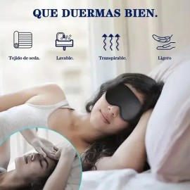 Antifaz 3D Ajustable Negro Transpirable con Tapones para Oídos                                                                                        